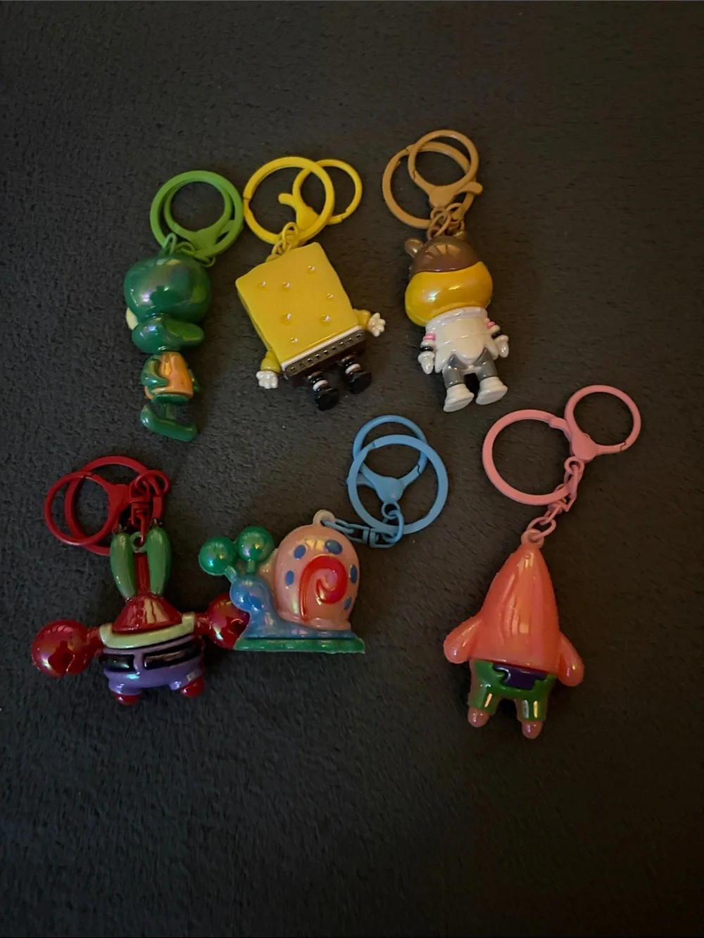 6pc SpongeBob Squarepants Keychain Figure Set - Yellow, Pink, Green, Blue, Red